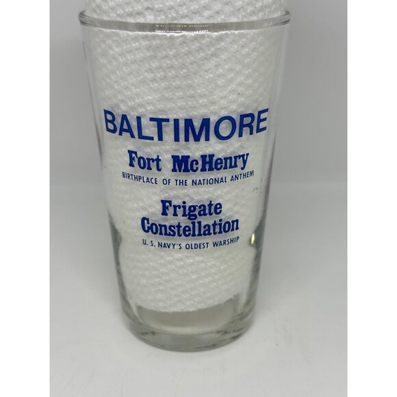 VTG Baltimore Fort McHenry & USS Constellation Souvenir Glass Tumbler Navy Ship - Picture 4 of 6